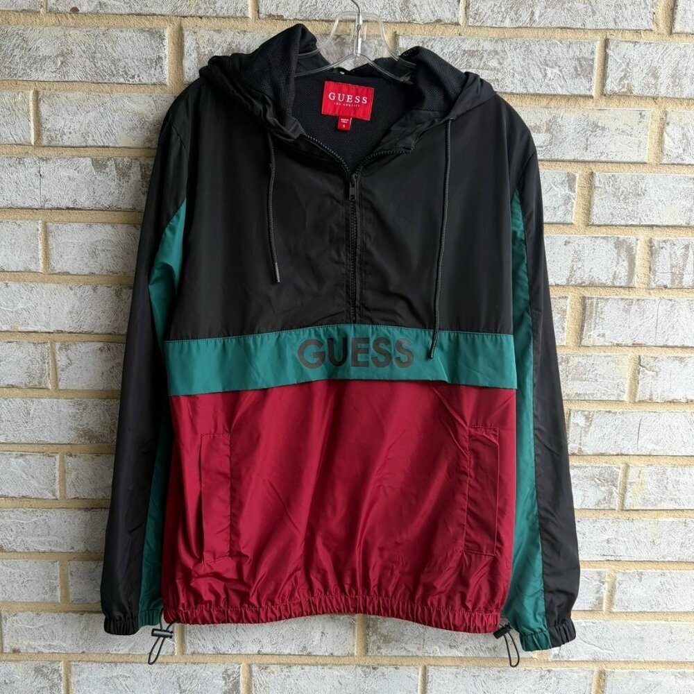 Guess Los Angeles Long Sleeve Colorblock Hooded Pullover Windbreaker Size S